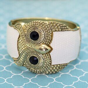 7 inch, Vintage Abstract Owl Face Hinge Bangle - BX9